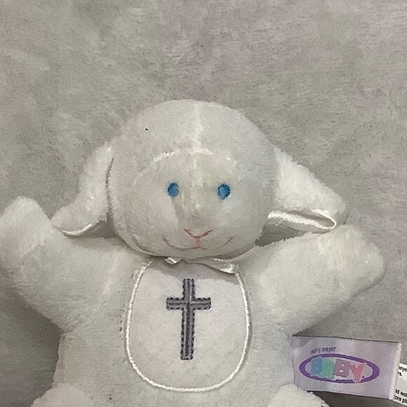 Mary Meyer Baby Lamb Plush Toy Cross Embroidery White 8"  Stuffed Animal - Picture 2 of 8